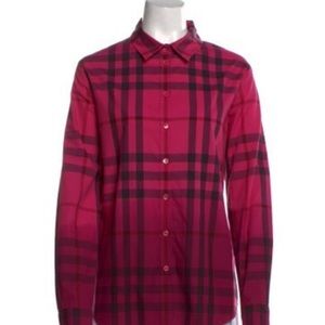 Burberry Britt hot pink & Black fade effect button down fitted shirt   Like new